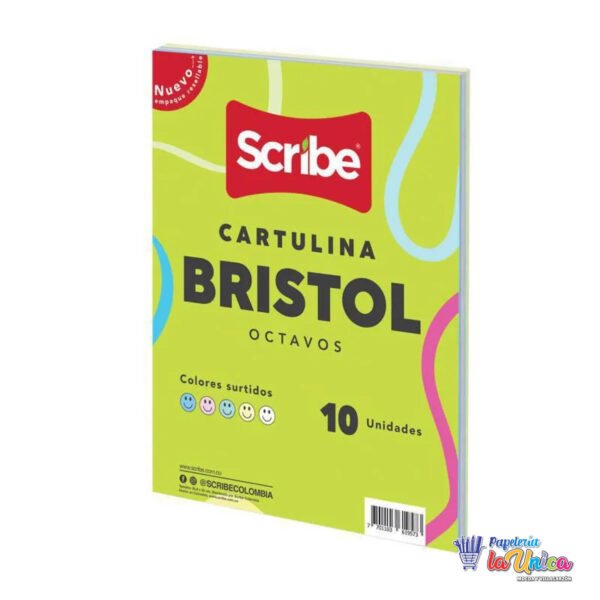 CARTULINA SCRIBE BRISTOL SURTIDA 1/8