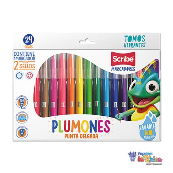 PLUMONES SCRIBE X 24 PUNTA DELGADA