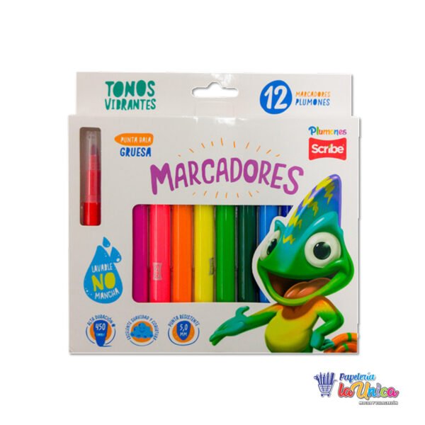 PLUMONES SCRIBE X 12 PUNTA GRUESA